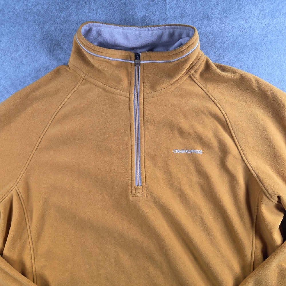 Craghoppers Fleece Pullover Mens Large Mustard Yellow Quarter Zip Outdoor Hiking